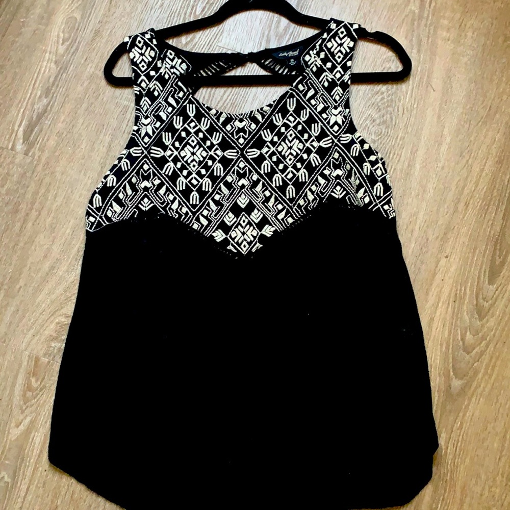 Lucky Brand Embroidered Gauze Tank Top